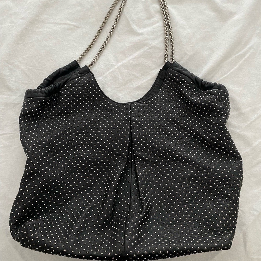 Elie Tahari black leather studded shoulder bag